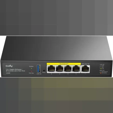 Diğer Cudy C200P 2-In-1 Gigabit VPN Router / AP Controller With 4 PoE+ Ports