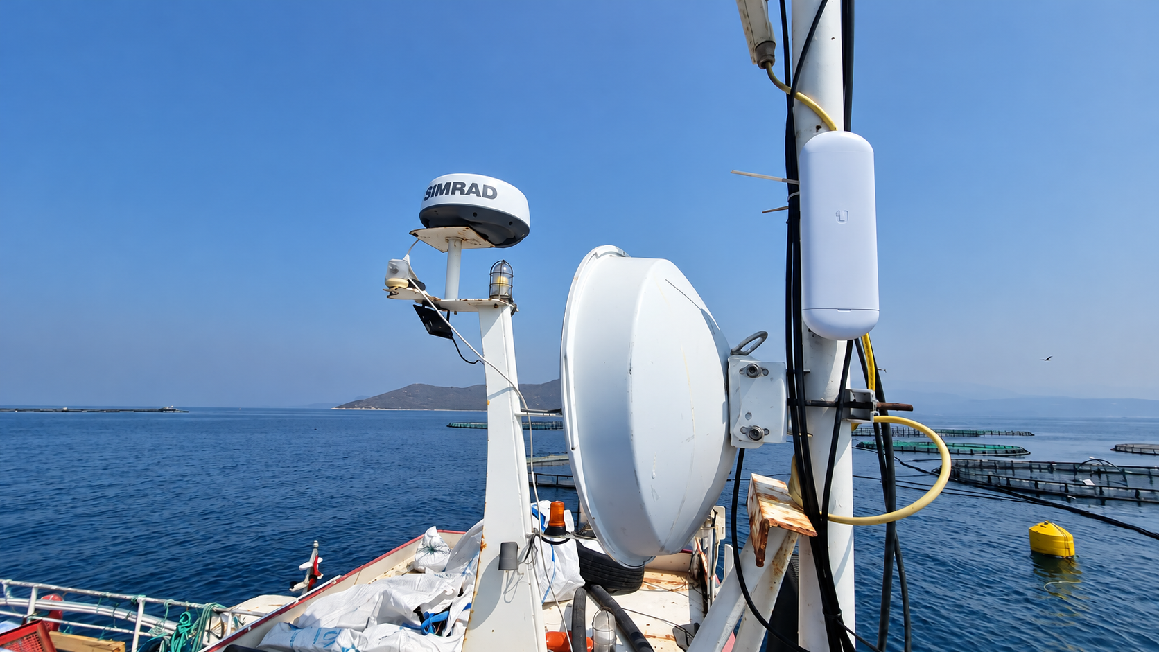 Balık çiftliği uzun mesafe kablosuz veri aktarımı Ubiquiti kurulumu