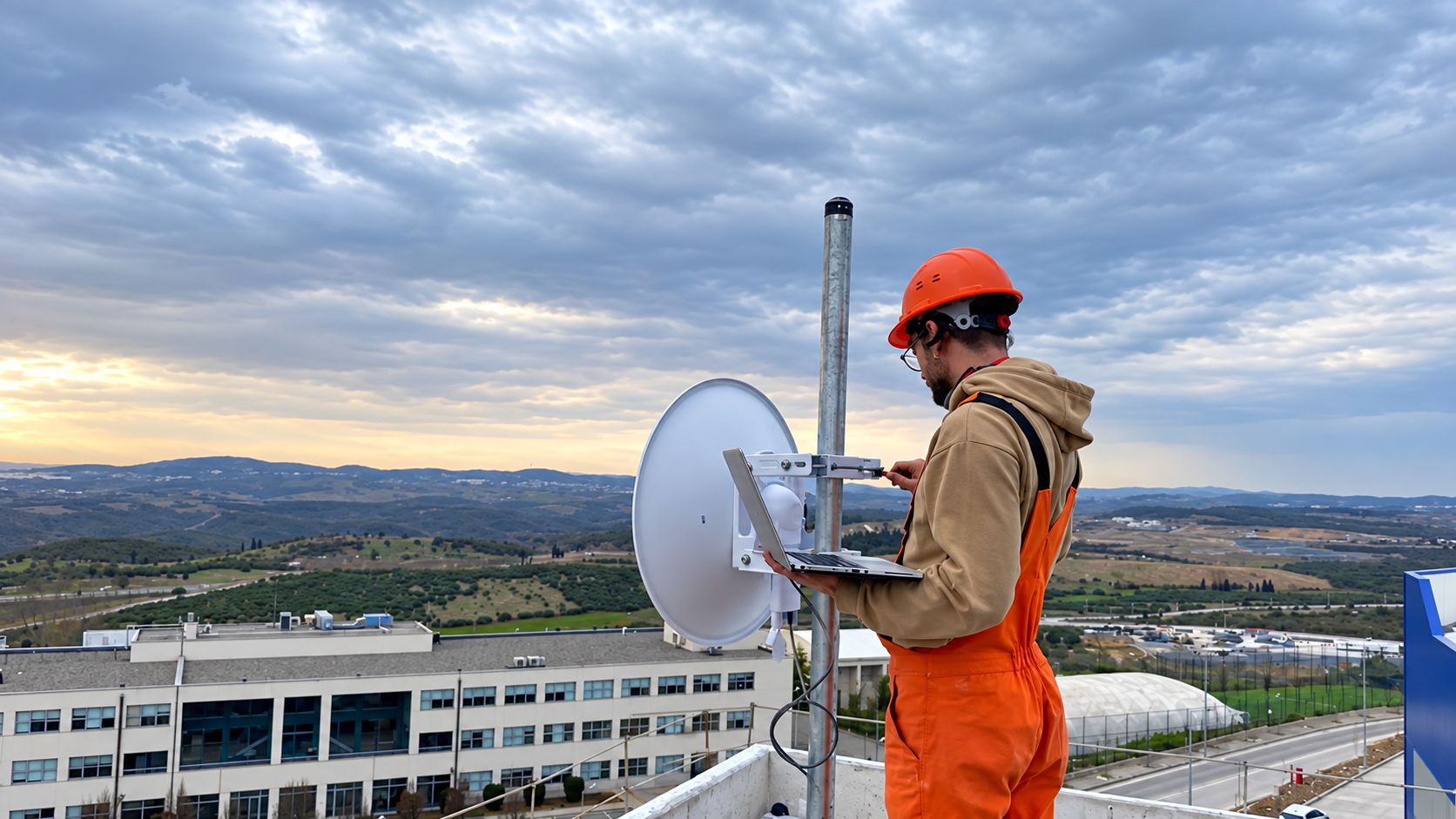 Dostel Makina airFiber 5XHD anten montajı