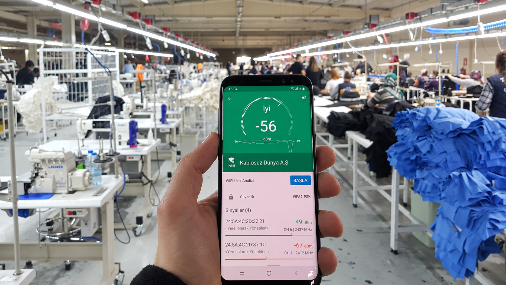 System Denim tekstil fabrikası UniFi Access Point Wi-Fi kurulumu