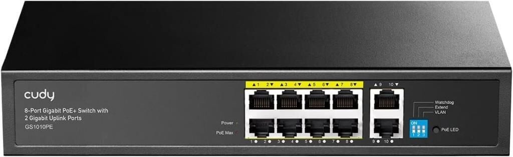 Cudy GS1010PE 2 Gigabit Uplink Portlu 8 Portlu Gigabit PoE+ Switch